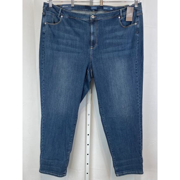 NWT J. JILL Denim Weekender Straight Leg Jeans Zip Fly 5 Pocket Blue 26W Plus - Picture 1 of 10